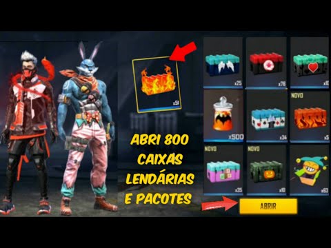 🔴ABRINDO 800 CAIXAS RARAS E PACOTES NO FREE FIRE CAIXAS TOP!🔴