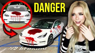 IF YOU SEE BLOOD ON A TESLA... BEWARE ITS A TRAP!! (*SCARY*)