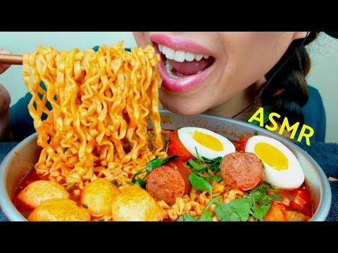 ASMR SAMYANG FIRE NOODLES STEW + Fish Balls +Sausage No Talking 먹방 suellASMR