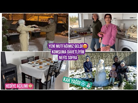 YENİ MUTFAĞIMIZ GELDİ 😍, KOMŞUMA DAVETLİYİM, NEFİS SOFRA VE HEDİYE AÇILIMI🙈, BAHÇEYİ KIŞA HAZIRLADIK