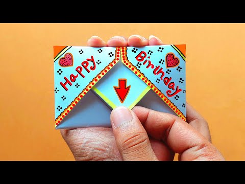 DIY - SURPRISE MESSAGE CARD FOR  BIRTHDAY | Pull Tab Origami Envelope Card / birthday greeting card