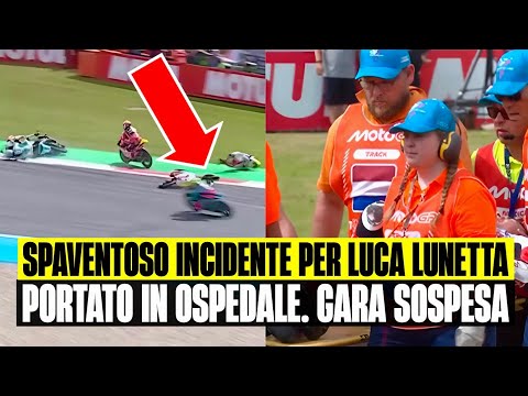 SPAVENTOSO INCIDENTE PER LUCA LUNETTA IN MOTO3   PORTATO IN OSPEDALE E GARA SOSPESA