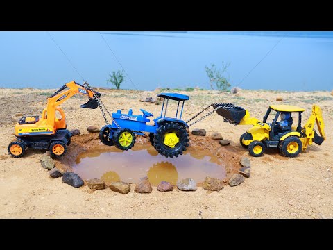 Mahindra Tractor Trolley Accident Mud Road Pulling Out Double JCB 3dx Loader ? Dumper Cartoon Video