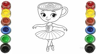 How To Draw Ballerina Cappuccina, Painting & Coloring for kids in USA | Let's Draw Together