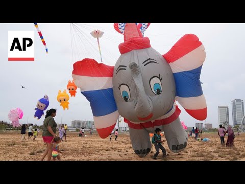 YouTube video thumbnail: Colorful Kites Adorn Sri Lanka's Capital as Colombo Kite Festival Gets Underway