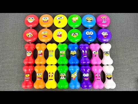 Rainbow SLIME 🌈 Looking SpongeBob SquarePants Clay With Cake Coloring: Plankton, Patrick's...,ASMR