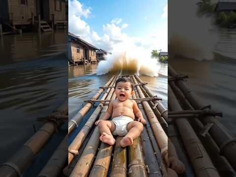 A monkey saved a cute baby from a flood 🤗😍 #ai #monkey #animals