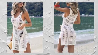 como tejer a crochet salida de playa Benidorm  blusa, o vestido  verano 2023