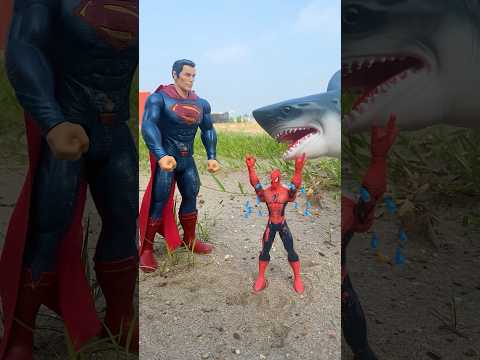 Spidey is stolen from the Superman by a shark | Marvel Toys #funny