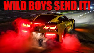 WILD BOYS IN LOUD MODIFIED CARS SEND IT LIKE CRAZY LEAVING CAR MEET! (INSANE SENDS!)