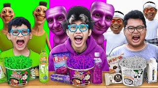 PILIH MAKANAN 1 WARNA, KARAKTER KANG DEDI VS AOONI VS HAMOOD HABIBI!!!