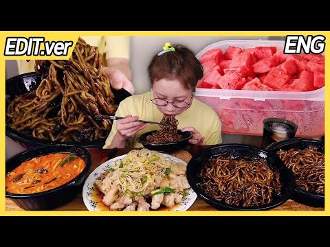 비 오는날 짜장면 3그릇, 탕수육, 짬뽕밥 그리고 시원하게 수박 한 통! 20250714/Mukbang, eating show