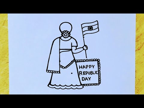 Traditional girl drawing with flag from 3×5 dots / Independence day drawing / Republic day drawing