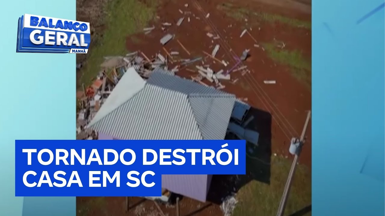 Tornado destrói casa e causa estragos em Barra Bonita SC