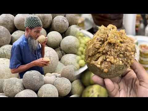 Tasty Masala Wood Apple or Kod Bel Makha - Mouthwatering Street Food