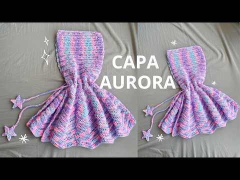 Capa Aurora Tejida: Muy fácil talla 2 a 4 Años | Tutorial Hebras Crochet