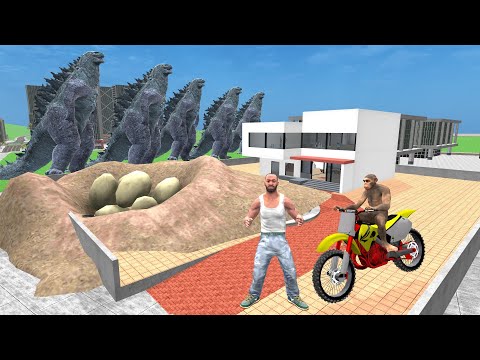 Franklin Vs 100 Godzilla | Funny Gameplay Indian Bikes Driving 3d 🤣🤣