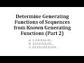 Generating Functions and Sequences