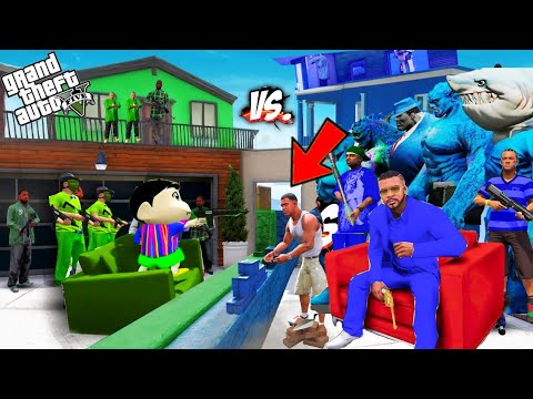 Shinchan Pinchan GREEN HULK GANG vs Franklin BLUE HULK GANG In GTA 5 | Ultimate RAMP CHALLENGE