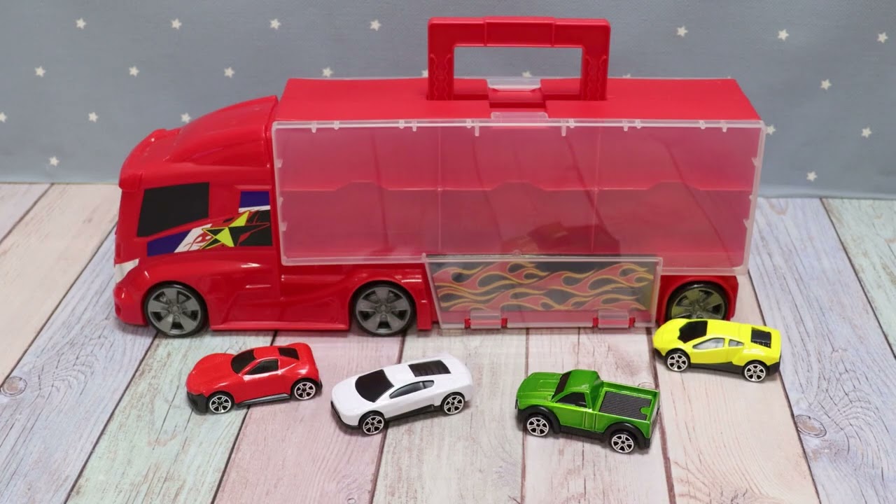 Набор игровой TEAMSTERZ Автовоз и четыре машинки - видео