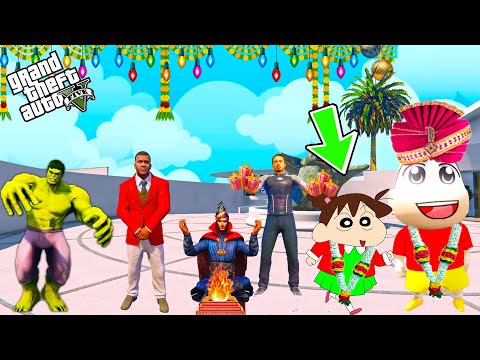 Franklin & Shinchan Family Got Married | IronMan Celebrating Franklin Family Wedding GTA 5 AVENGERS