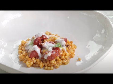 Bonacchi - Gerbido Bolgheri Rosso 2022 con Fregola sarda con pomodoro arrostito e salsa di burrata