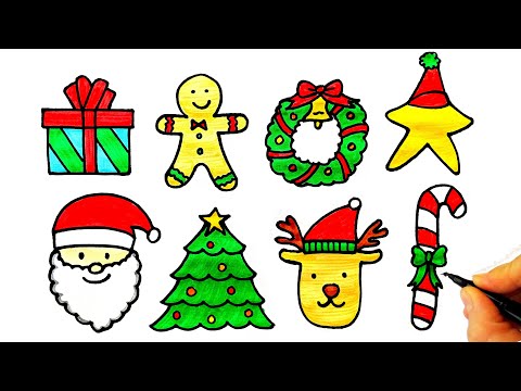 Yeni Yıl Çizimleri 🎄 Noel Baba Çizimi - Yılbaşı Ağacı Çizimi - How To Draw a Christmas and Gingerman