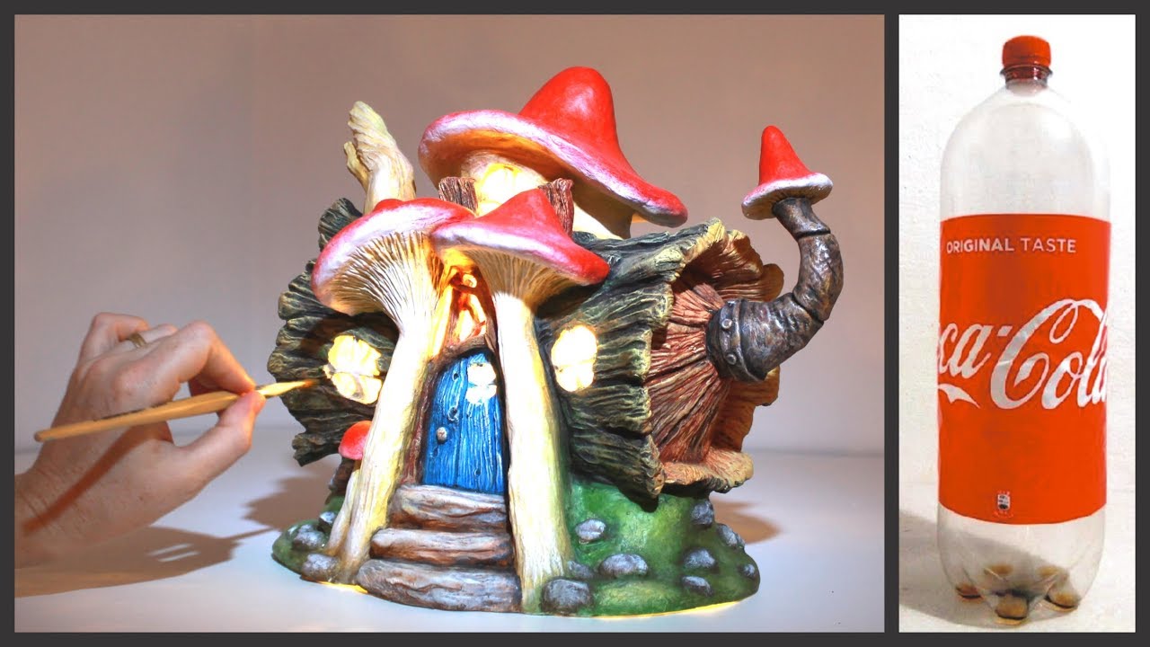 DIY Log Fairy House Lamp Using a Coke Plastic Bottle - Creative Mom