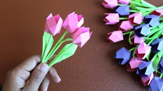 Easy Paper Tulip Flower - Paper Craft 🌷