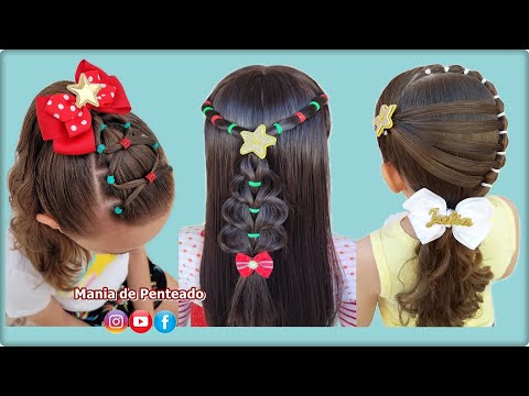 Lindos Penteados de Natal 😍🎄| Beautiful Christmas Hairstyles for Girls 🥰🎄| Peinados para Navidad 🎄💖