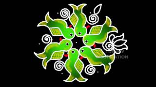 Creative #birds rangoli 9*5dots🌺Parrot rangoli🌺Chukkala muggulu🌺Birds kolam   @trendyanimation