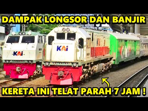 KERETA HARUS MEMUTAR ! AKIBAT LONGSOR DAN BANJIR DI KESAMBEN POGAJIH ! Kereta Api Ini Telat Parah