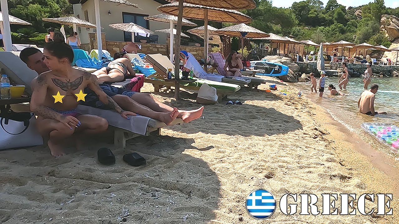 BIKINI BEACH 🔥 Toples beach 😎 Greece Tassos 🏖️ Beach Walk