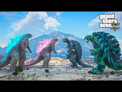 Atomic & Nuclear Godzilla 2024 vs Gamera Team | GTA 5 Mods Ultimate Kaiju Battle