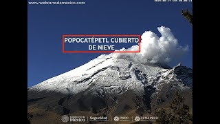 🗻 #POPOCATÉPETL | ¡Fascinante! amanece cubierto de nieve. El #volcán #EnVivo