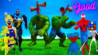 Spiders,Hulk  Siren Head, Cartoon Cat Pacman, Lonf Leg on the strit and home real time #4k #funny
