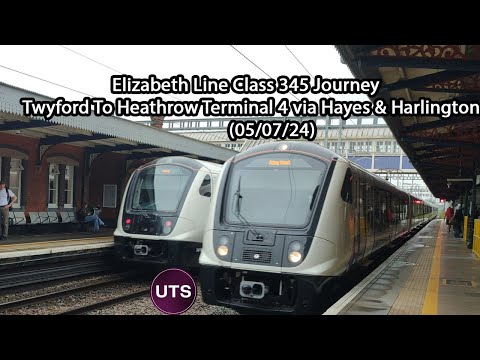 Elizabeth Line Class 345 Journey Twyford To Heathrow Terminal 4 Via Hayes & Harlington (05/07/24)