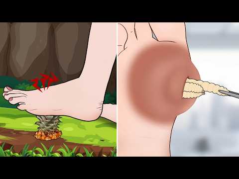 ASMR Remove Pineapple leave from infected foot Cyst animation
