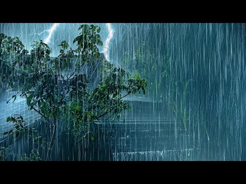 Easily Fall Asleep on a Stormy Night | Terrible Rainstorm & Mighty Thunder on Tin Roof of Farmhouse