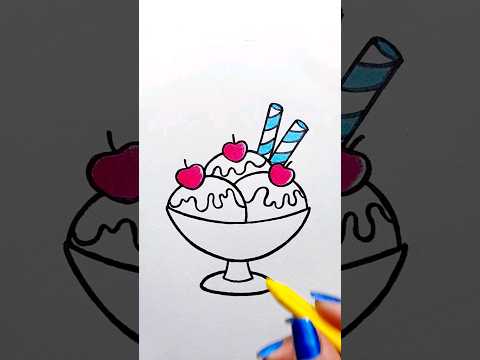 Icecream bowl drawing colour, #icecream, #drawing, #shorts, #viral...