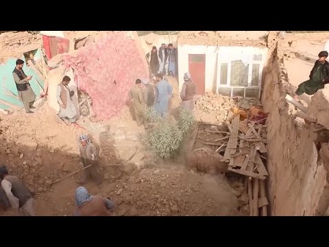YouTube video thumbnail: Afghans Dig Through Rubble After Deadly Quake Strikes Country's North
