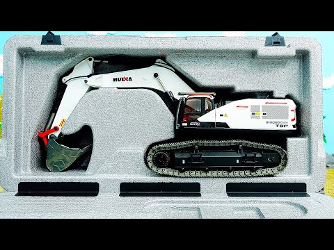 Unboxing White Excavator Truck Toy Play with Construction Vehicles