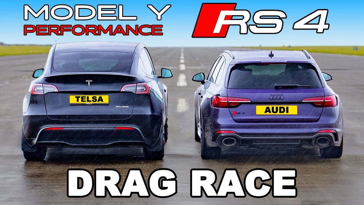 Audi RS4 v Tesla Model Y: DRAG RACE