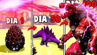 A VERDADEIRA HISTÓRIA DO RED GODZILLA! SOBREVIVI 100 DIAS COMO O REI DOS KAIJUS E DINOSSAUROs
