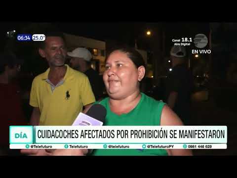 Cuidacoches afectados por prohibición se manifestaron