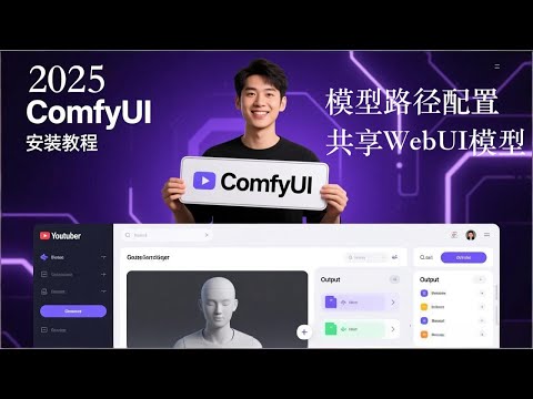 ComfyUI 2025教程第一集｜安装教程：3分钟搞定配置出图｜WebUI共享模型｜模型下载路径配置修改｜outpt、input目录