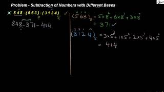 Problem-Subtraction of Numbers in Different Base System