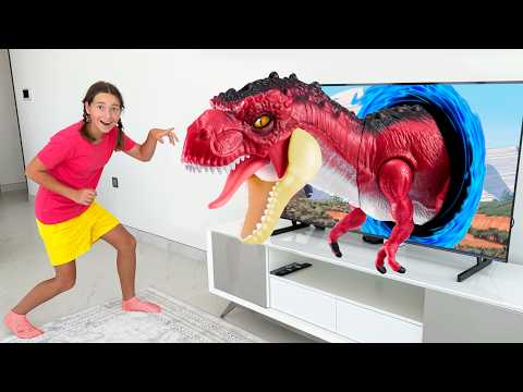 الديناصورات العملاقة في حديقة الأطفال مع صوفيا وماكس