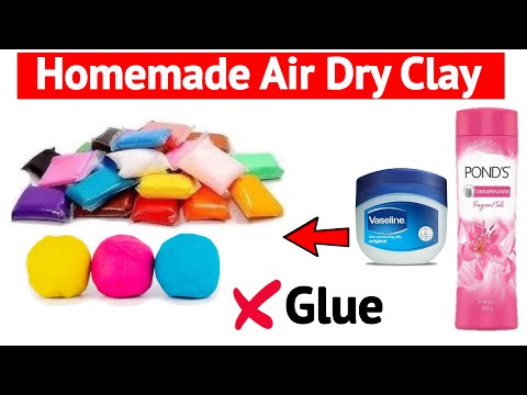 I tried to make air dry clay asmr/Diy homemade air dry clay/How to make powder clay without glue