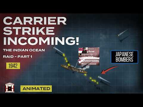 The Indian Ocean Raid, 1942: Japan Sinks 2 British Heavy Cruisers - Animated